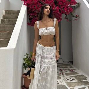 Adeirlina White Lace Daisy Crop Top / Bralette Size Medium